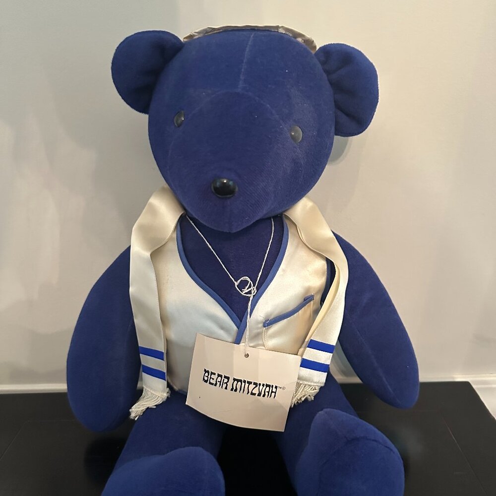 Vintage North American Bear Co. 1979 Bear Mitzvah Stuffed Blue Bear